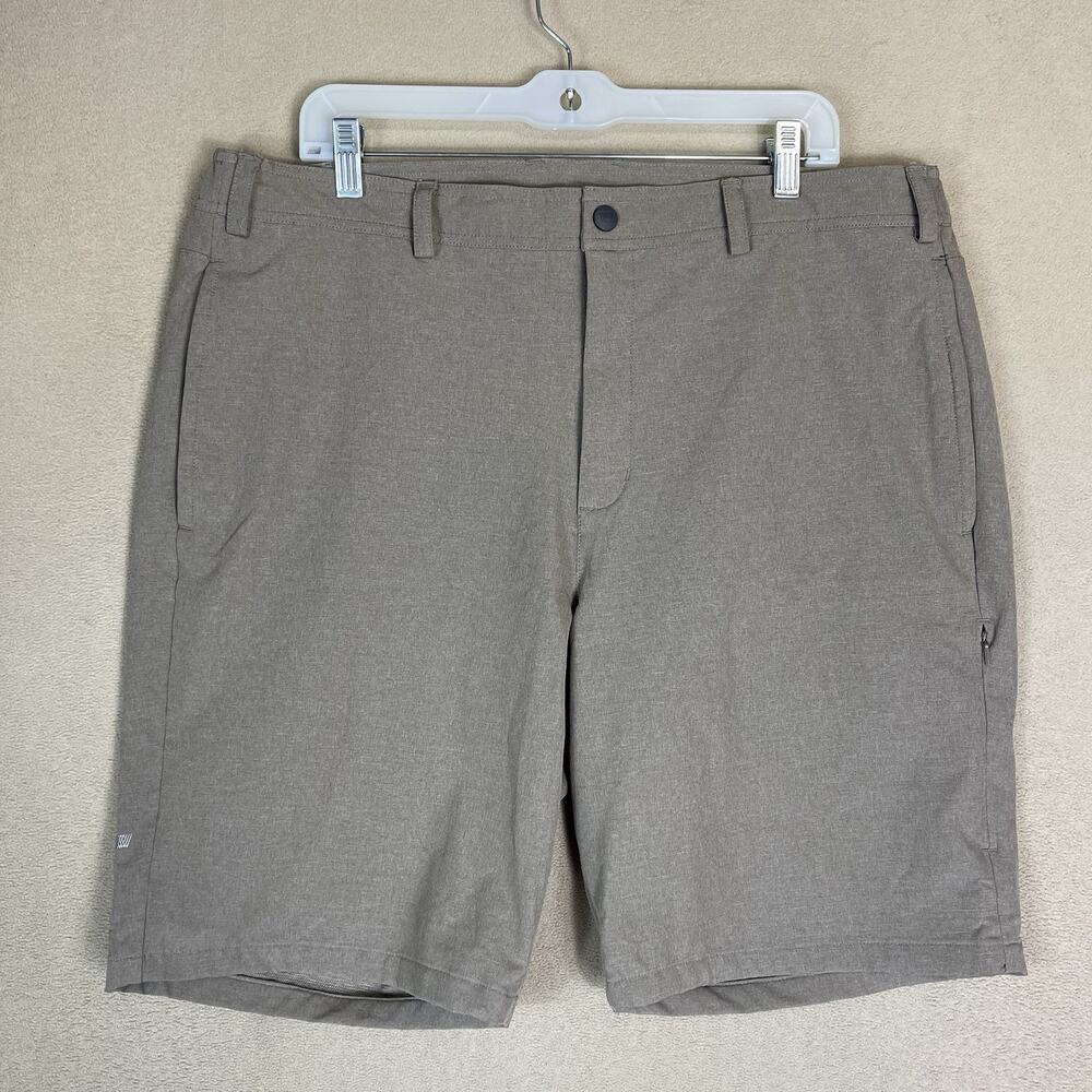 Mack Weldon Short Mens XL‎ Brown Radius Flex Water Resistant Elastic Waist 9"